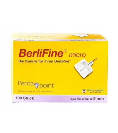 BerliFine micro Kanülen 5 x 0,25mm 100 Stück