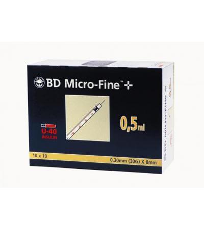Micro-Fine für U40 Insulin 0,5 ml 8,0mm x 0,30mm 100 Stück