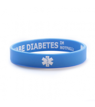 SOS-Silikonarmband Diabetes blau 18 cm