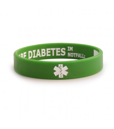 SOS-Silikonarmband Diabetes grün 18 cm